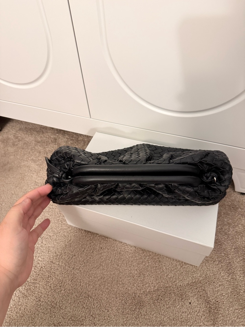 Anthropologie Black Woven Leather Wristlet Clutch - Picture 3 of 6